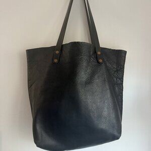 KMM & Co Black Kodiak Leather Tote Bag Large Shoulder Bag Handmade Minimalist